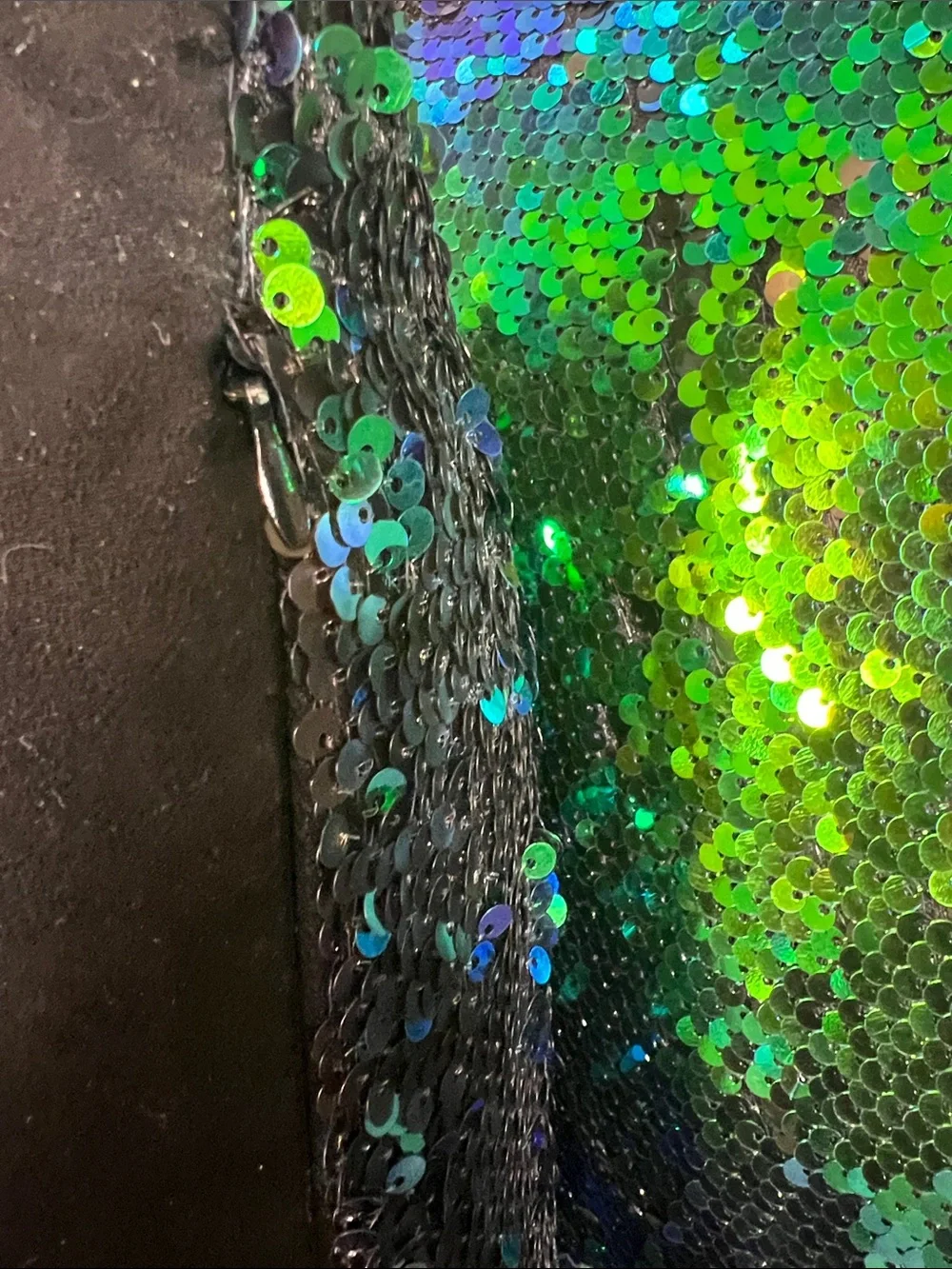 Iridescent Green-Blue Sequin Accent Pillow